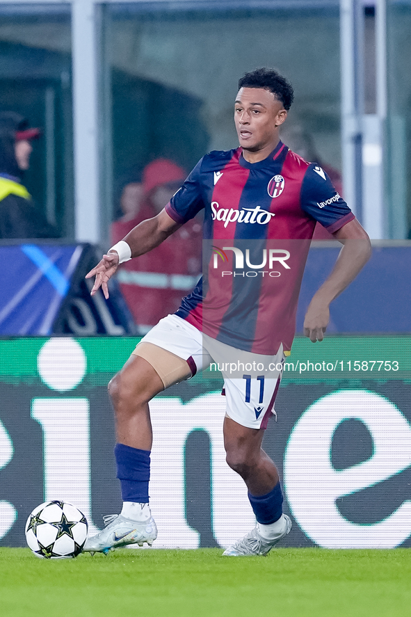 Dan Ndoye of Bologna FC during the UEFA Champions League 2024/25 League Phase MD1 match between Bologna FC and FC Shakhtar Donetsk at Stadio...