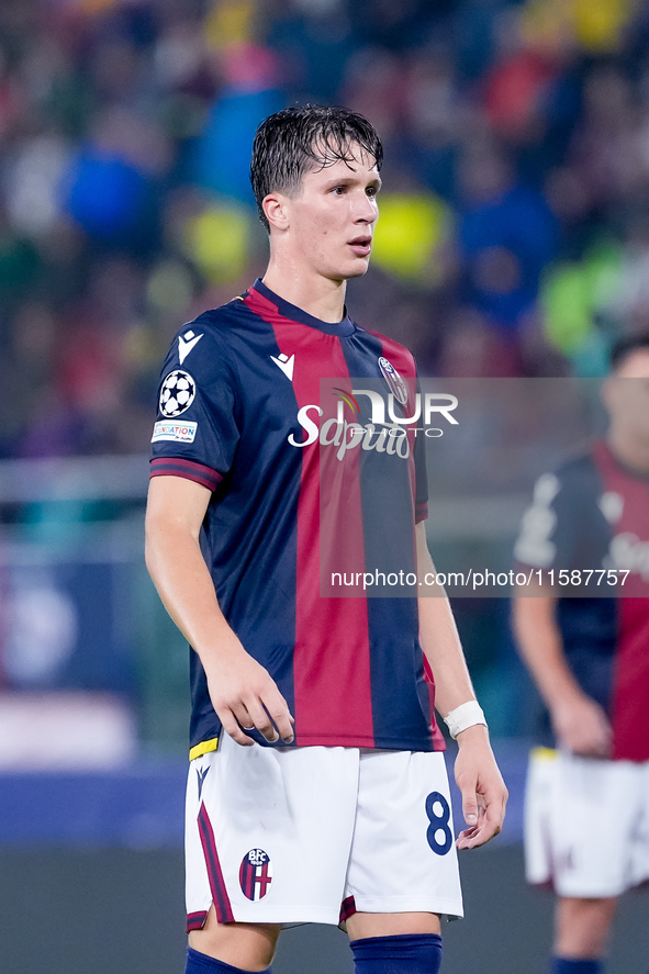 Giovanni Fabbian of Bologna FC looks on during the UEFA Champions League 2024/25 League Phase MD1 match between Bologna FC and FC Shakhtar D...