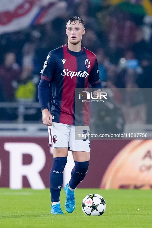 Sam Beukema of Bologna FC during the UEFA Champions League 2024/25 League Phase MD1 match between Bologna FC and FC Shakhtar Donetsk at Stad...