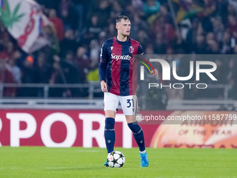 Sam Beukema of Bologna FC during the UEFA Champions League 2024/25 League Phase MD1 match between Bologna FC and FC Shakhtar Donetsk at Stad...