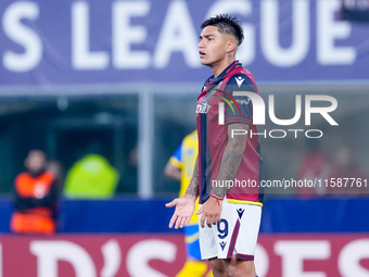 Santiago Castro of Bologna FC reacts during the UEFA Champions League 2024/25 League Phase MD1 match between Bologna FC and FC Shakhtar Done...