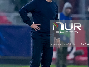 Vincenzo Italiano head coach of Bologna FC looks on during the UEFA Champions League 2024/25 League Phase MD1 match between Bologna FC and F...