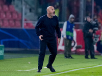 Vincenzo Italiano head coach of Bologna FC yells during the UEFA Champions League 2024/25 League Phase MD1 match between Bologna FC and FC S...