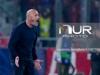 Vincenzo Italiano head coach of Bologna FC yells during the UEFA Champions League 2024/25 League Phase MD1 match between Bologna FC and FC S...