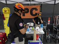 The civil protection team participates on September 19, 2024, during the National Drill 2024 in the Zocalo of Mexico City, Mexico, and sever...