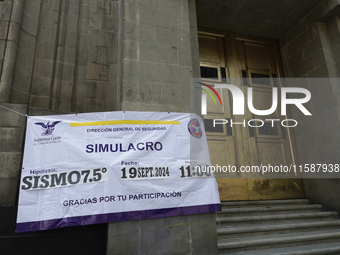 View outside the Supreme Court of Justice of the Nation in Mexico City, Mexico, on September 19, 2024, during the National Drill 2024 in the...