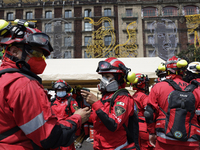 Members of the Secretary of the Navy participate in the National Drill 2024 in the Zocalo of Mexico City, Mexico, on September 19, 2024, to...