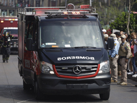 Members of the Heroic Fire Brigade participate in the National Drill 2024 in Mexico City, Mexico, on September 19, 2024, to evaluate and cor...