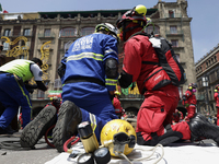 Members of the Secretary of the Navy participate in the National Drill 2024 in the Zocalo of Mexico City, Mexico, on September 19, 2024, to...