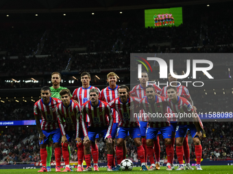  Atletico line up (L-R) Jan Oblak,Robin Le Normand,  Marcos Llorente, Jose Maria Gimenez, Reinildo Mandava, Angel Correa, Rodrigo Riquelme,...