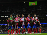  Atletico line up (L-R) Jan Oblak,Robin Le Normand,  Marcos Llorente, Jose Maria Gimenez, Reinildo Mandava, Angel Correa, Rodrigo Riquelme,...