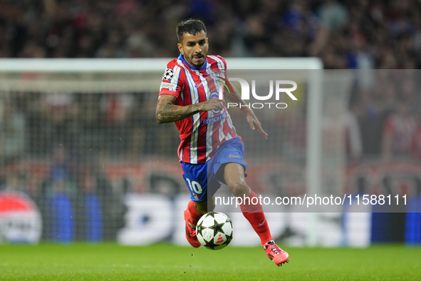 Angel Correa right winger of Atletico de Madrid and Argentina in action during the UEFA Champions League 2024/25 League Phase MD1 match betw...