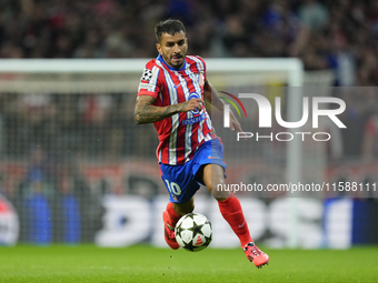 Angel Correa right winger of Atletico de Madrid and Argentina in action during the UEFA Champions League 2024/25 League Phase MD1 match betw...