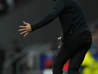 Marco Rose head coach of RB Leipzig reacts during the UEFA Champions League 2024/25 League Phase MD1 match between Atletico de Madrid and RB...