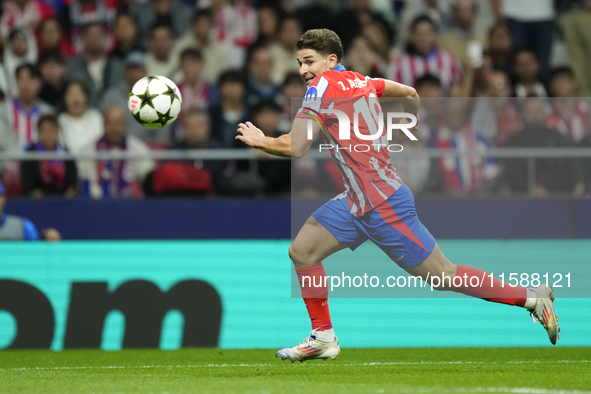 Julian Alvarez centre-forward of Atletico de Madrid and Argentina during the UEFA Champions League 2024/25 League Phase MD1 match between At...