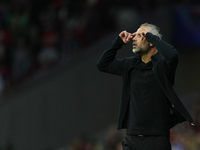 Marco Rose head coach of RB Leipzig reacts during the UEFA Champions League 2024/25 League Phase MD1 match between Atletico de Madrid and RB...