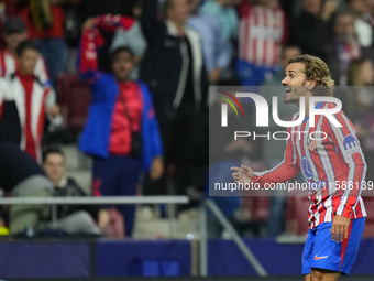 Antoine Griezmann second striker of Atletico de Madrid and France celebrates after scoring his sides first goal during the UEFA Champions Le...