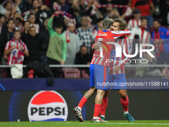 Antoine Griezmann second striker of Atletico de Madrid and France celebrates after scoring his sides first goal during the UEFA Champions Le...