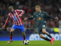 Arthur Vermeeren central midfield of RB Leipzig and Belgium and Rodrigo de Paul central midfield of Atletico de Madrid and Argentina compete...