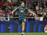 David Raum left-Back of RB Leipzig and Germany reacts during the UEFA Champions League 2024/25 League Phase MD1 match between Atletico de Ma...