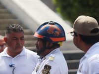 Civil protection workers take part in the 2024 National drill of a hypothetical earthquake of magnitude 7.5 on the Richter seismological sca...