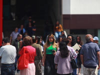 Mexican citizens take part in the 2024 National drill for a hypothetical earthquake of magnitude 7.5 on the Richter scale with an epicenter...