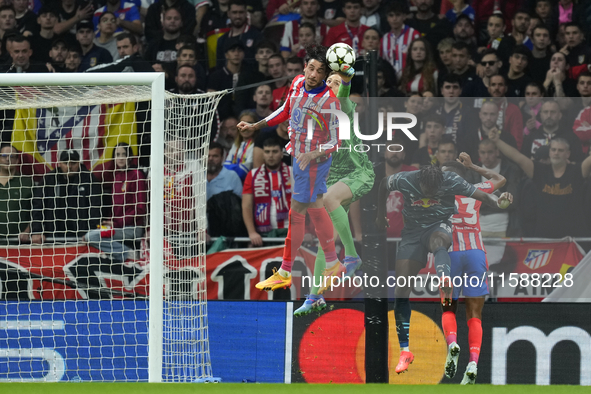 Jose Maria Gimenez centre-back of Atletico de Madrid and Uruguay and Jan Oblak goalkeeper of Atletico de Madrid and Slovenia  in action duri...