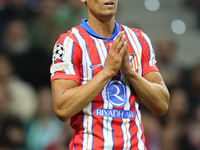 Marcos Llorente central midfield of Atletico de Madrid and Spain lament a failed occasion during the UEFA Champions League 2024/25 League Ph...