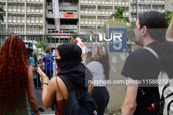 In Rio de Janeiro, Brazil, on September 19, 2024, UERJ student movement resists and demands the return of scholarship cuts, occupying the UE...