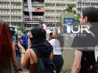 In Rio de Janeiro, Brazil, on September 19, 2024, UERJ student movement resists and demands the return of scholarship cuts, occupying the UE...