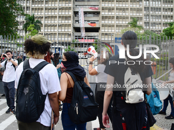 In Rio de Janeiro, Brazil, on September 19, 2024, UERJ student movement resists and demands the return of scholarship cuts, occupying the UE...