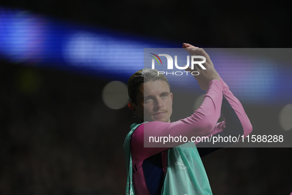 Conor Gallagher central midfield of Atletico de Madrid and England during the warm-up before the UEFA Champions League 2024/25 League Phase...