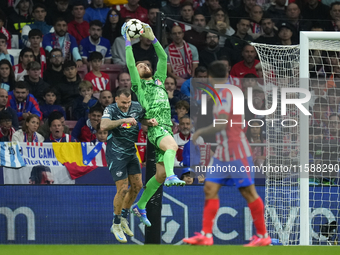 Jan Oblak goalkeeper of Atletico de Madrid and Slovenia and David Raum left-Back of RB Leipzig and Germany compete for the ball during the U...