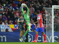 Jan Oblak goalkeeper of Atletico de Madrid and Slovenia and David Raum left-Back of RB Leipzig and Germany compete for the ball during the U...