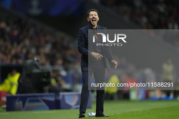 Diego Pablo Cholo Simeone head coach of Atletico de Madrid gives instructions during the UEFA Champions League 2024/25 League Phase MD1 matc...