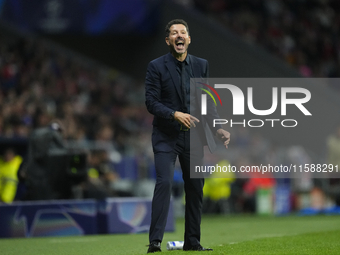 Diego Pablo Cholo Simeone head coach of Atletico de Madrid gives instructions during the UEFA Champions League 2024/25 League Phase MD1 matc...