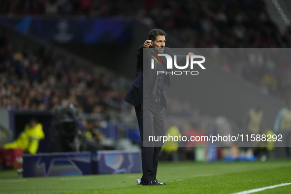 Diego Pablo Cholo Simeone head coach of Atletico de Madrid gives instructions during the UEFA Champions League 2024/25 League Phase MD1 matc...