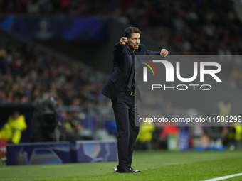 Diego Pablo Cholo Simeone head coach of Atletico de Madrid gives instructions during the UEFA Champions League 2024/25 League Phase MD1 matc...