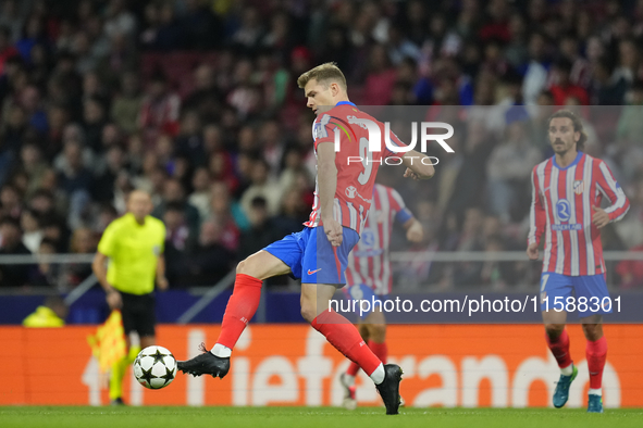 Alexander Sorloth centre-forward of Atletico de Madrid and Norway during the UEFA Champions League 2024/25 League Phase MD1 match between At...