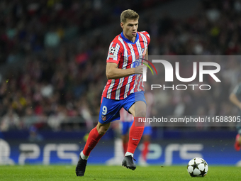 Alexander Sorloth centre-forward of Atletico de Madrid and Norway during the UEFA Champions League 2024/25 League Phase MD1 match between At...