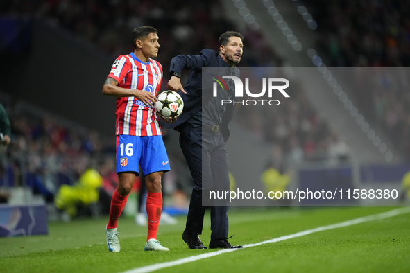 Diego Pablo Cholo Simeone head coach of Atletico de Madrid gives instructions during the UEFA Champions League 2024/25 League Phase MD1 matc...