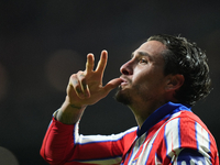 Jose Maria Gimenez centre-back of Atletico de Madrid and Uruguay celebrates after scoring his sides first goal during the UEFA Champions Lea...