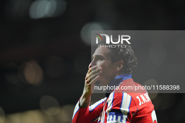 Jose Maria Gimenez centre-back of Atletico de Madrid and Uruguay celebrates after scoring his sides first goal during the UEFA Champions Lea...