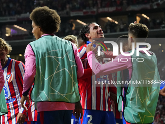 Jose Maria Gimenez centre-back of Atletico de Madrid and Uruguay celebrates after scoring his sides first goal during the UEFA Champions Lea...