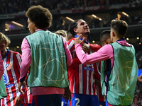 Jose Maria Gimenez centre-back of Atletico de Madrid and Uruguay celebrates after scoring his sides first goal during the UEFA Champions Lea...