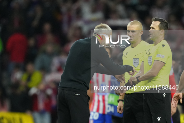 Marco Rose head coach of RB Leipzig protyest to referee  after losing the UEFA Champions League 2024/25 League Phase MD1 match between Atlet...