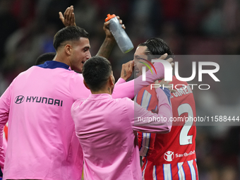 Jose Maria Gimenez centre-back of Atletico de Madrid and Uruguay celebrates victory after the UEFA Champions League 2024/25 League Phase MD1...