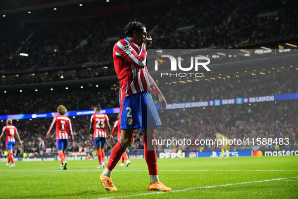 Jose Maria Gimenez centre-back of Atletico de Madrid and Uruguay celebrates after scoring his sides first goal during the UEFA Champions Lea...