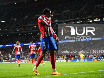 Jose Maria Gimenez centre-back of Atletico de Madrid and Uruguay celebrates after scoring his sides first goal during the UEFA Champions Lea...