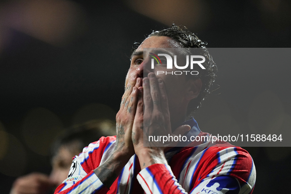 Jose Maria Gimenez centre-back of Atletico de Madrid and Uruguay celebrates after scoring his sides first goal during the UEFA Champions Lea...